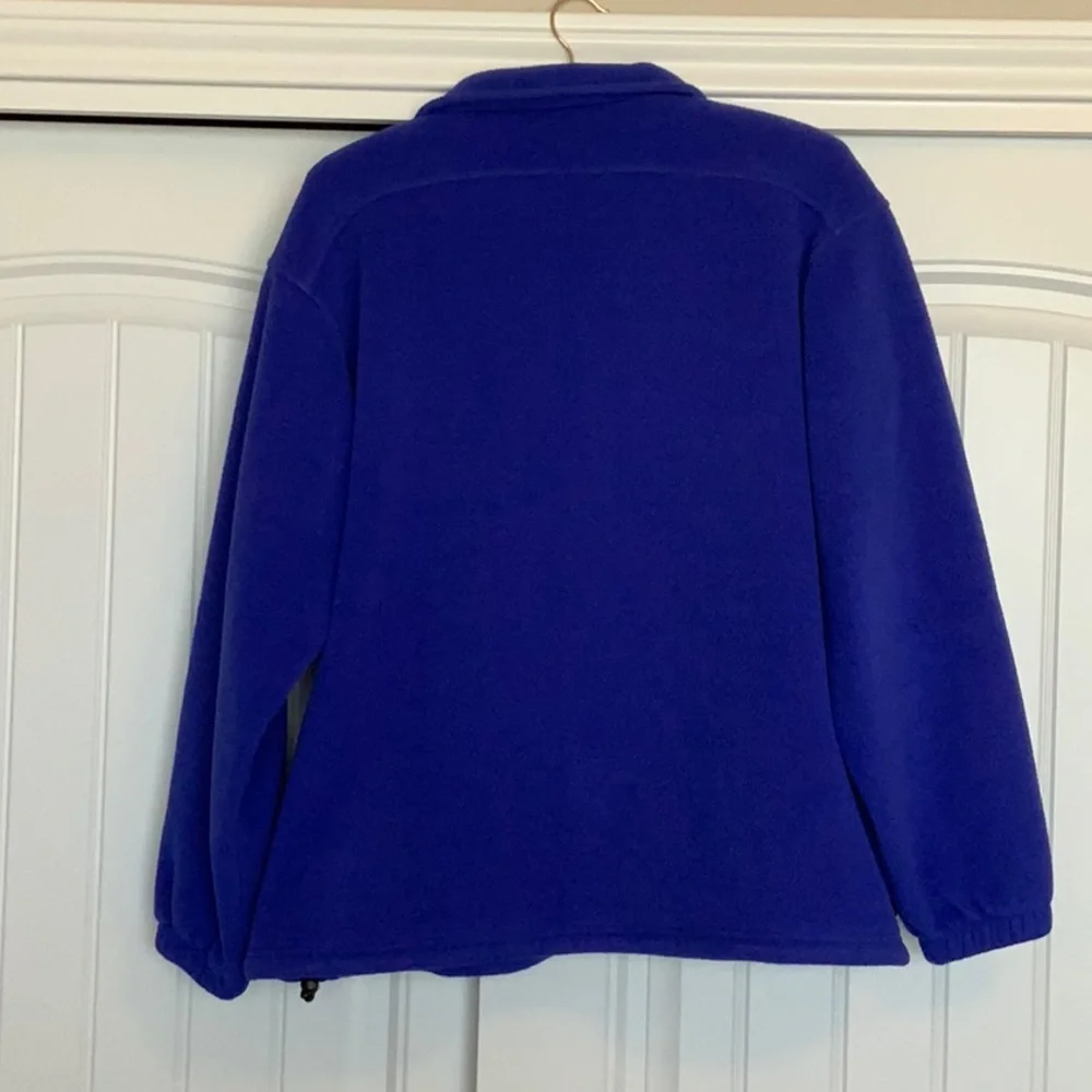 LL BEAN Polar Fleece Quarter Zip Jacket Large Pullover Coat 1/4 Blue Polartec - Picture 4 of 10